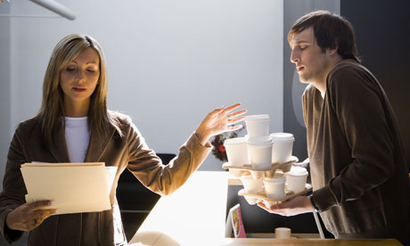 intern serves coffee